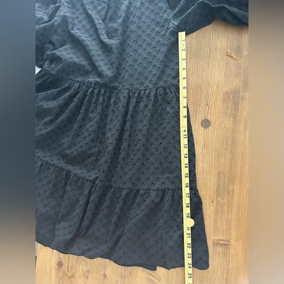 Anthropologie WAYF BFF Lauren Black Eyelet Babydoll Mini Dress Out Size M - Picture 12 of 12